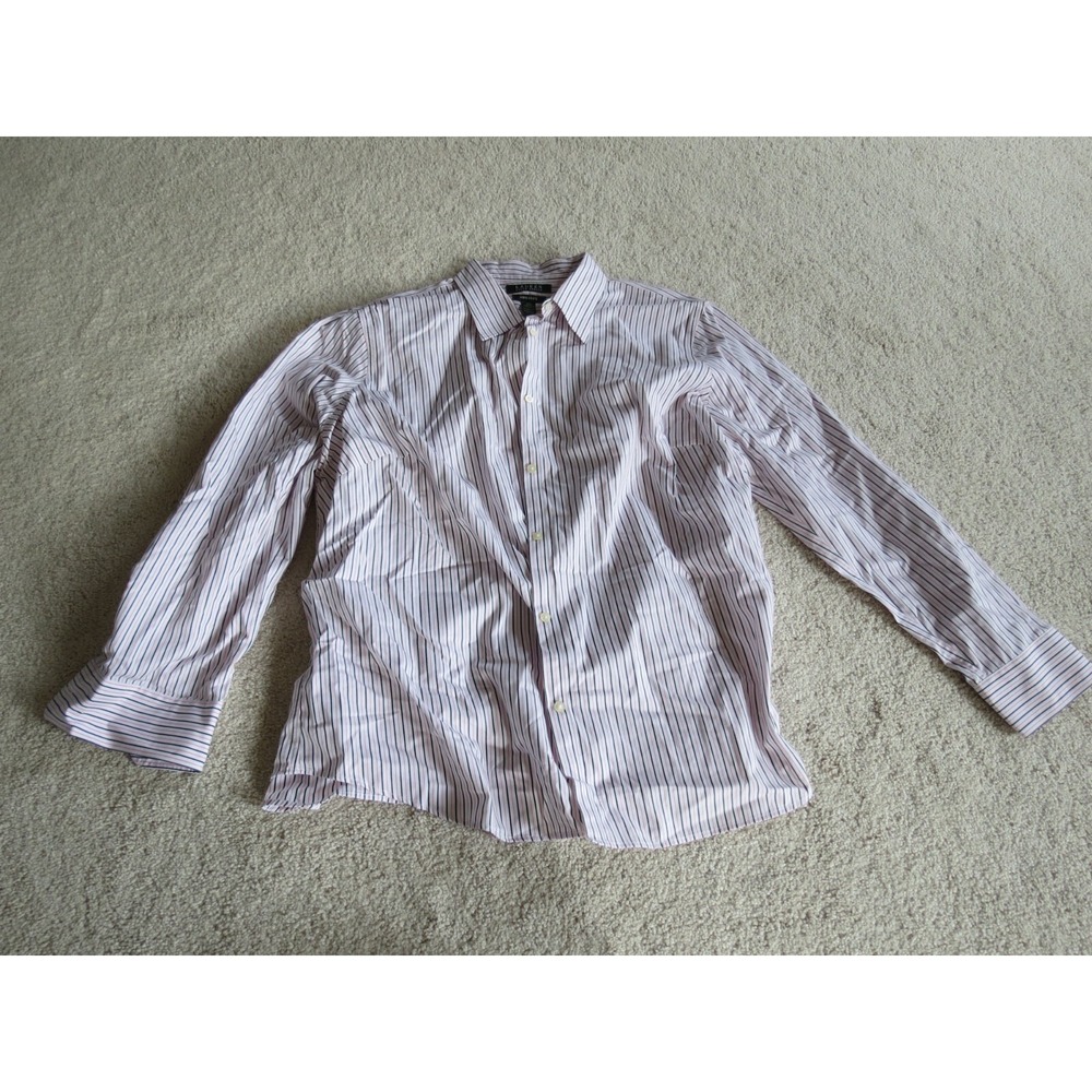 Men's Lauren Ralph Lauren White Black Stripe Non-Iron Cotton Dress Shirt Size 2X
